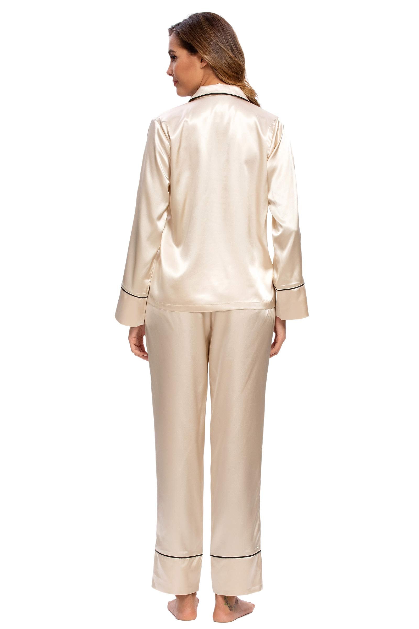 Mist Azur Pyjamas Womens Silk Satin Button Down Sleepwear Loungewear Sets