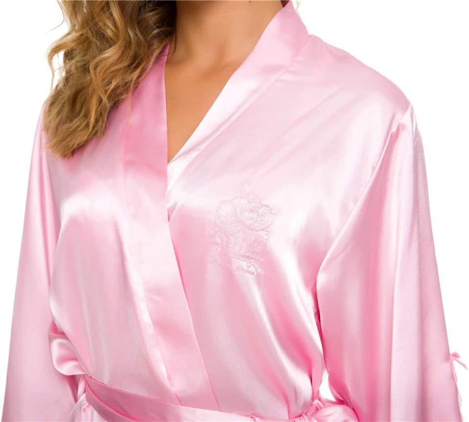 Mist Azur Bathrobes Women Kimono Robes Long Satin Nightwear Bathrobe