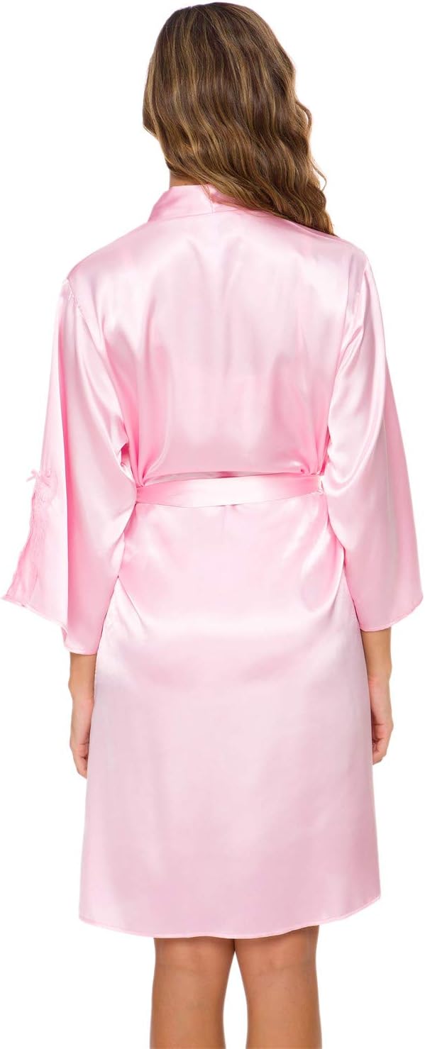 Mist Azur Bathrobes Women Kimono Robes Long Satin Nightwear Bathrobe