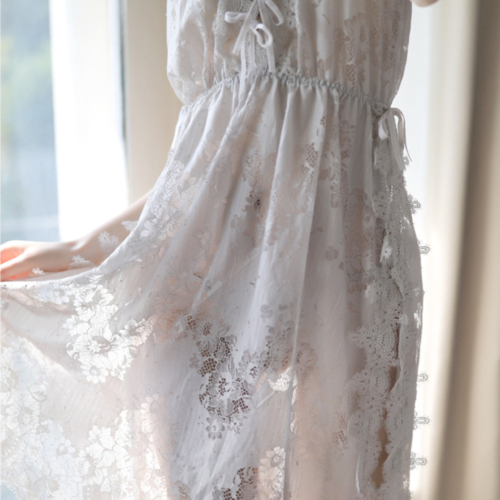 Women Lingerie Lace Babydoll Strap Chemise Halter Teddy V Neck Mesh Nightgown