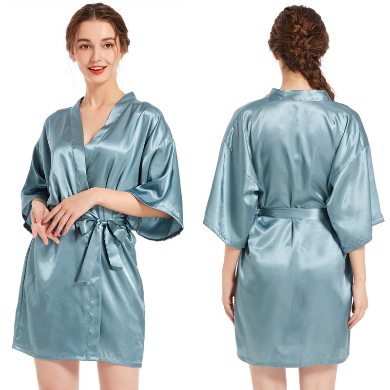 ALCEA ROSEA Women’s Short Satin Robe Silky Kimono Bathrobe Sleepwear Bridesmaid Bridal Wedding Party Robes