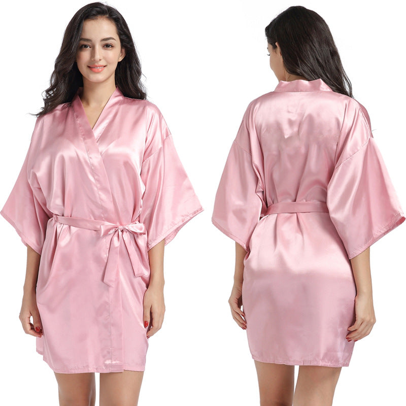 ALCEA ROSEA Women’s Short Satin Robe Silky Kimono Bathrobe Sleepwear Bridesmaid Bridal Wedding Party Robes