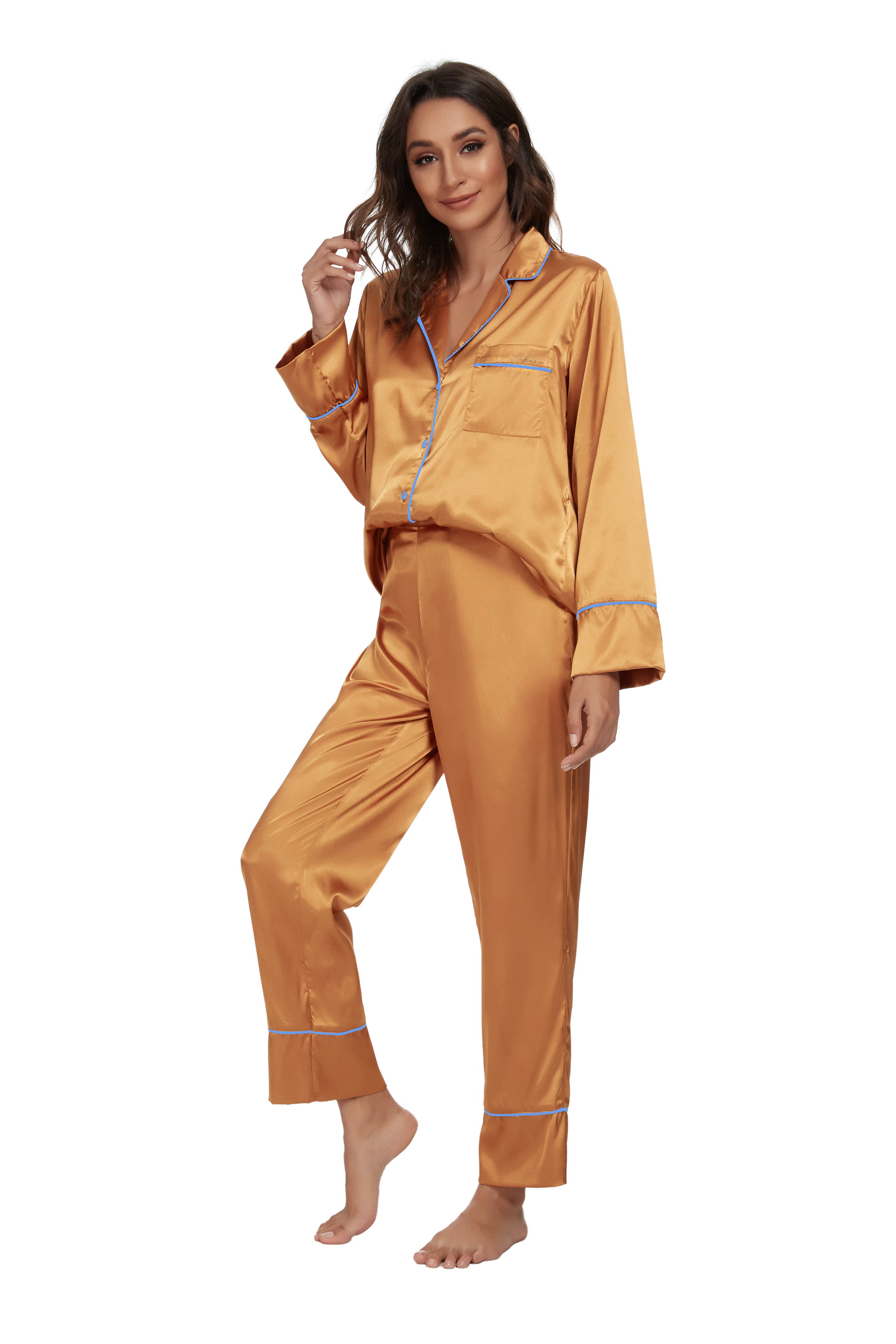 女式真丝缎面睡衣套装 Rich Gold