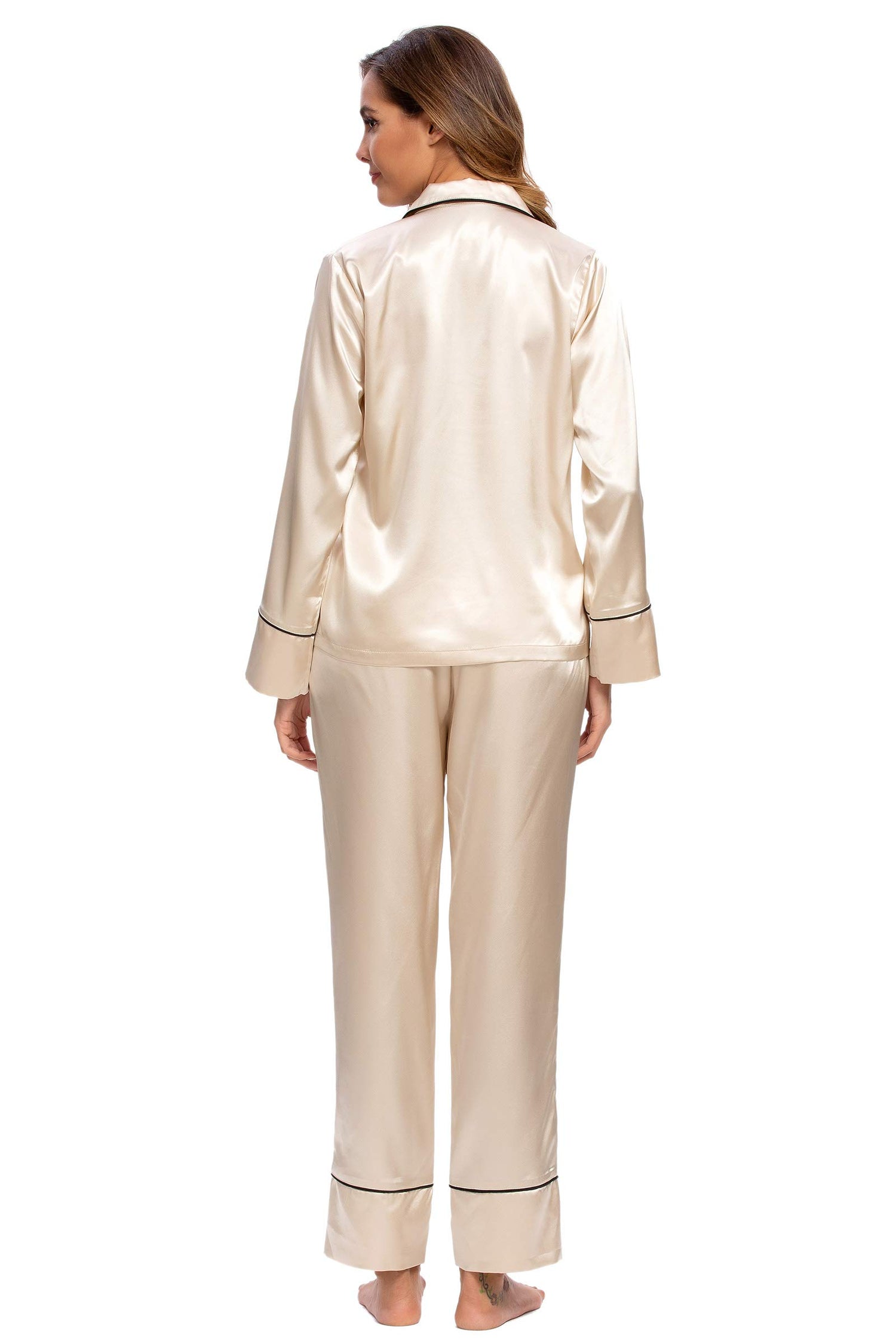 Mist Azur Pyjamas Womens Silk Satin Button Down Sleepwear Loungewear Sets