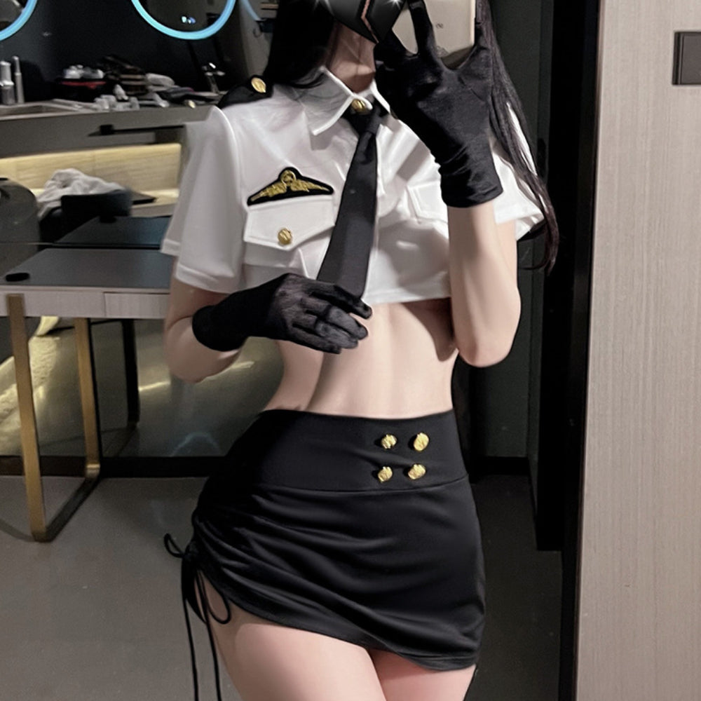 Women Police Costume Officer Lingerie Uniform Set Women Sexy Role Play Adult Party Outfit