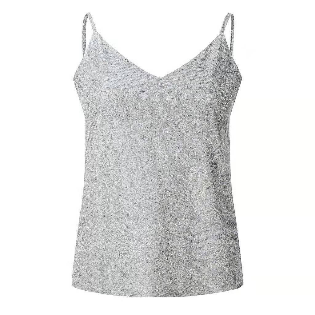 ALCEA ROSEA Womens Sequin Sparkle Tank Tops Fashion V Neck Strappy Shimmer Camisole Sleeveless Tanks Tops 1815