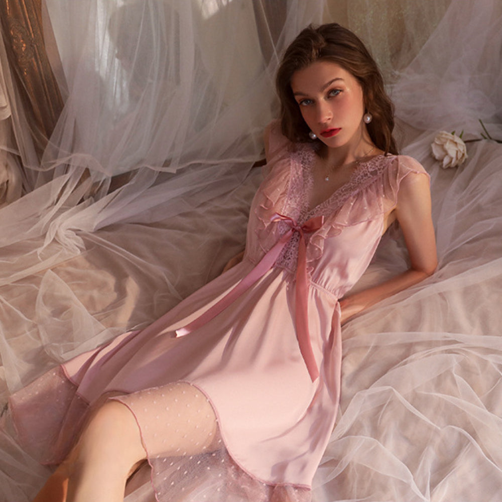 Women Lace Lingerie Front Closure Babydoll V Neck Nightwear Sexy Chemise Nightie