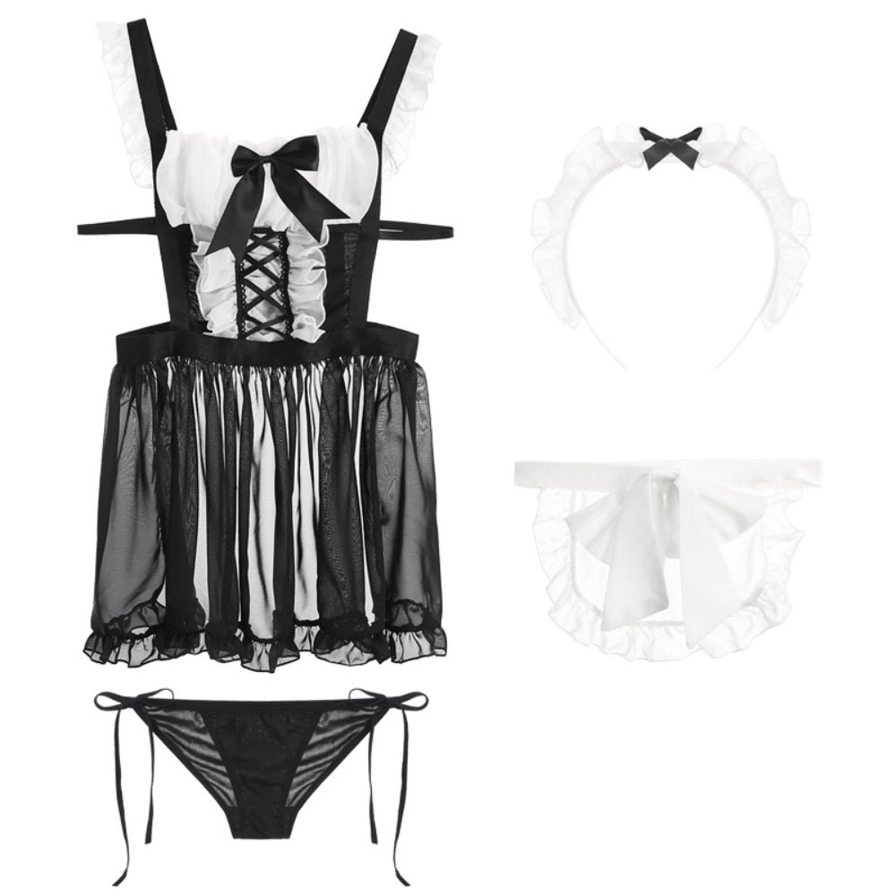 Sexy Lingerie for Women Sexy Underwear Maid Uniform Apron Teddy Cosplay Costume Naughty Roleplay French Outfits