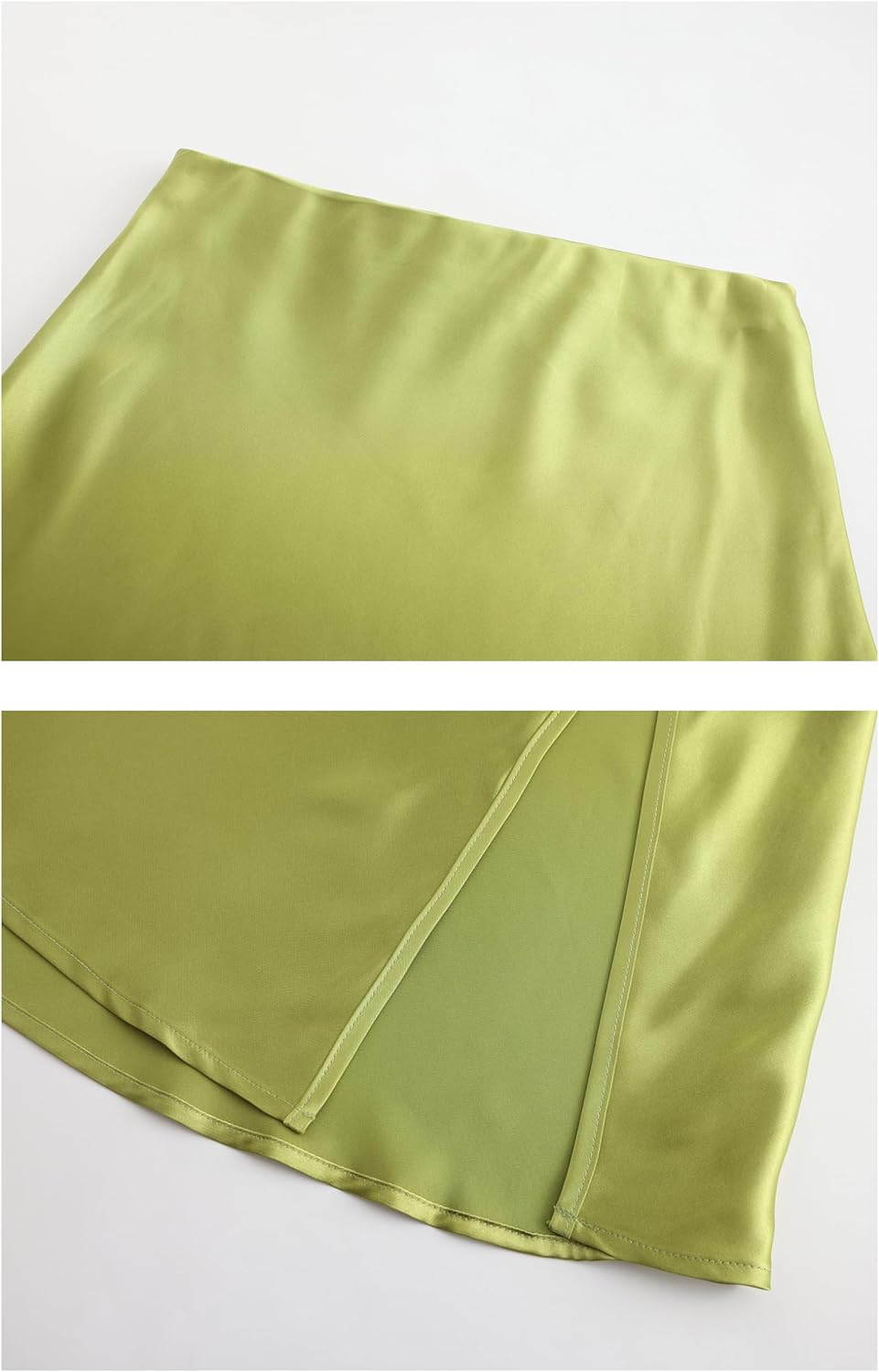 Women Satin Side Split Skirt High Waist Elastic Elegant A Line Midi Skirts for Women