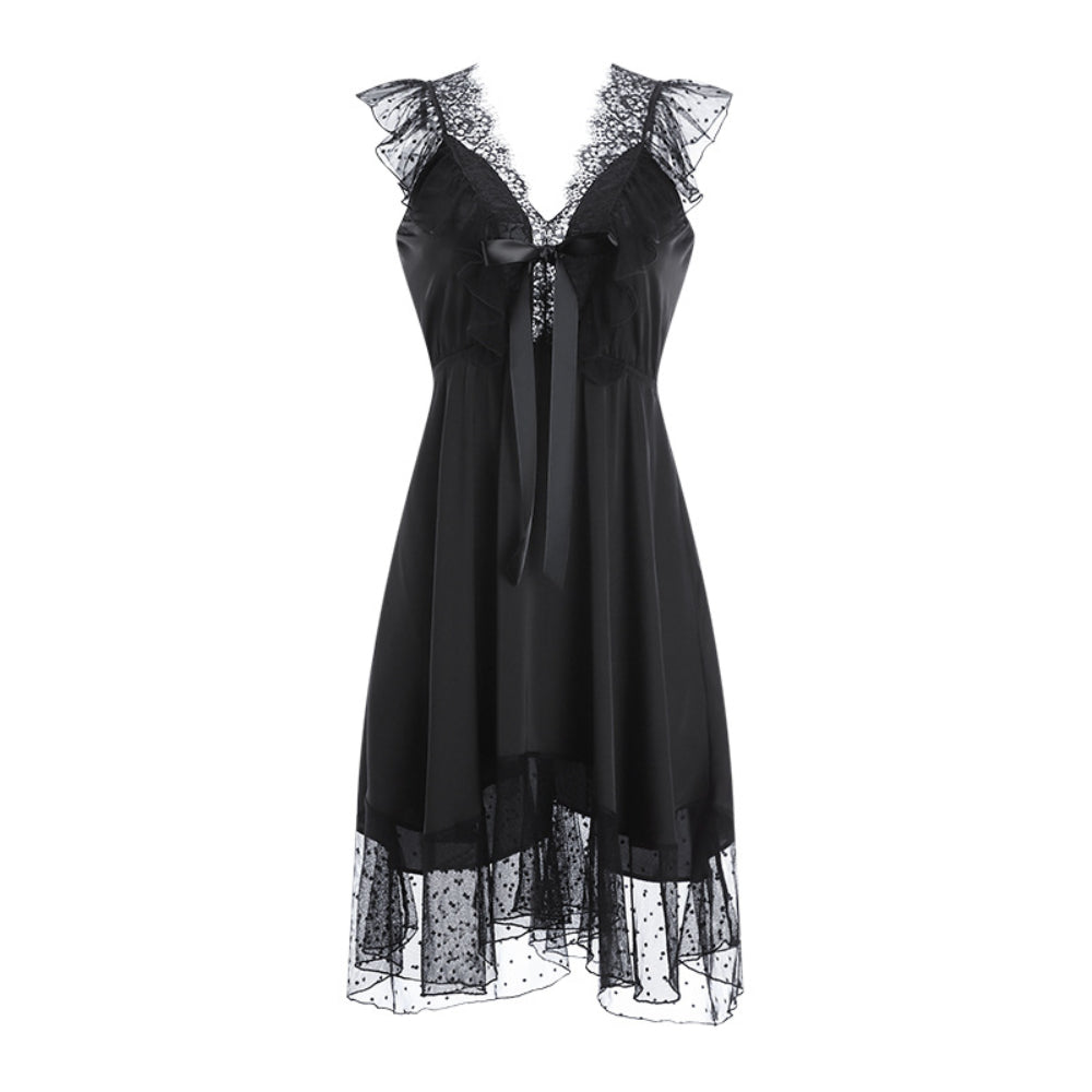 Women Lace Lingerie Front Closure Babydoll V Neck Nightwear Sexy Chemise Nightie