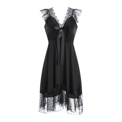 Women Lace Lingerie Front Closure Babydoll V Neck Nightwear Sexy Chemise Nightie