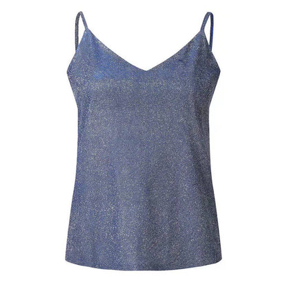 ALCEA ROSEA Womens Sequin Sparkle Tank Tops Fashion V Neck Strappy Shimmer Camisole Sleeveless Tanks Tops 1815