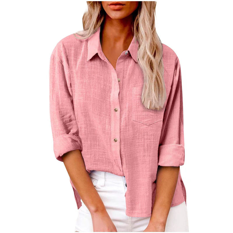Mist Azur Woven shirts Womens Button Down Shirts Long Sleeve Tops