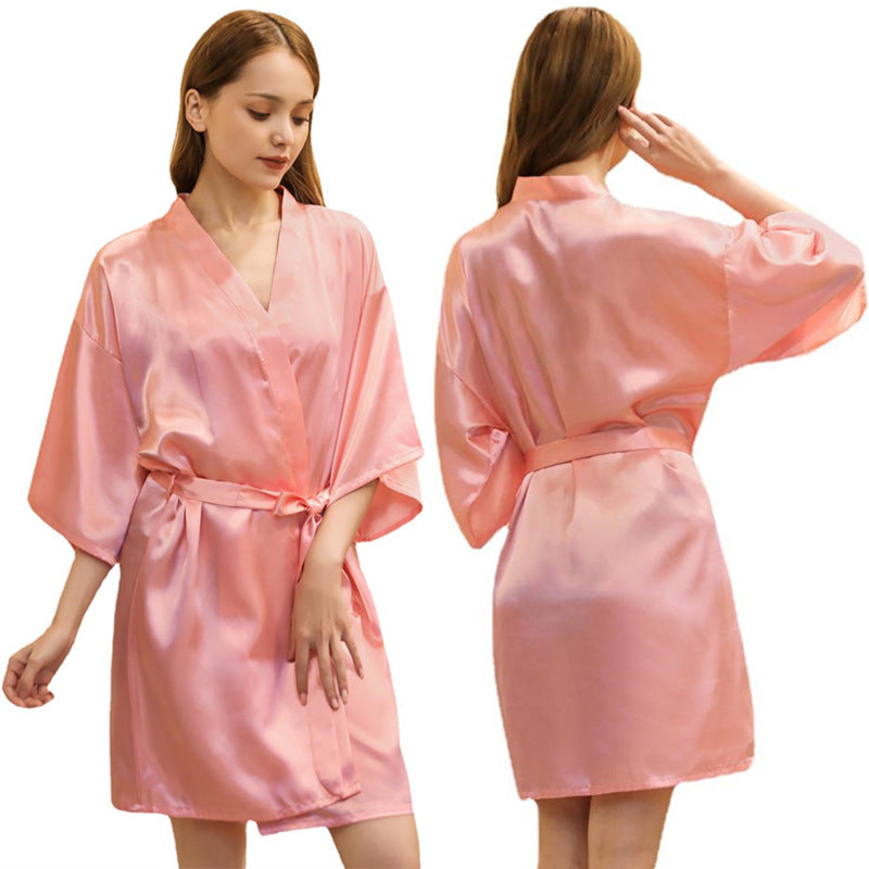 ALCEA ROSEA Women’s Short Satin Robe Silky Kimono Bathrobe Sleepwear Bridesmaid Bridal Wedding Party Robes