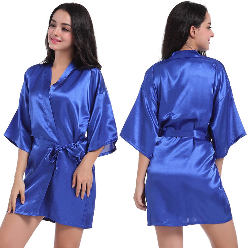 ALCEA ROSEA Women’s Short Satin Robe Silky Kimono Bathrobe Sleepwear Bridesmaid Bridal Wedding Party Robes