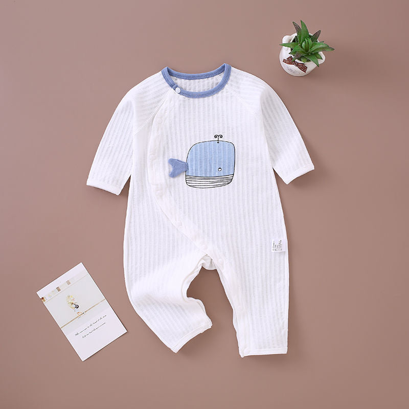 Mist Azur rompers and one-piece garments Summer thin newborn cotton long-sleeved baby one-piece