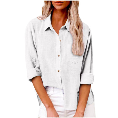Mist Azur Woven shirts Womens Button Down Shirts Long Sleeve Tops