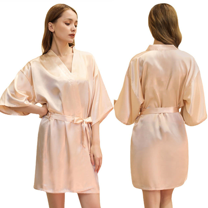 ALCEA ROSEA Women’s Short Satin Robe Silky Kimono Bathrobe Sleepwear Bridesmaid Bridal Wedding Party Robes
