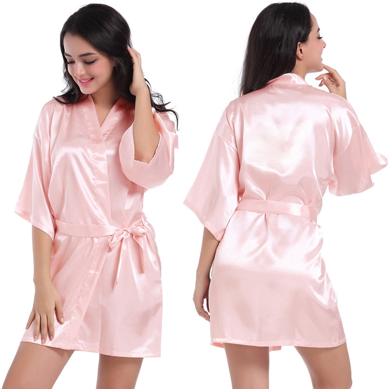 ALCEA ROSEA Women’s Short Satin Robe Silky Kimono Bathrobe Sleepwear Bridesmaid Bridal Wedding Party Robes