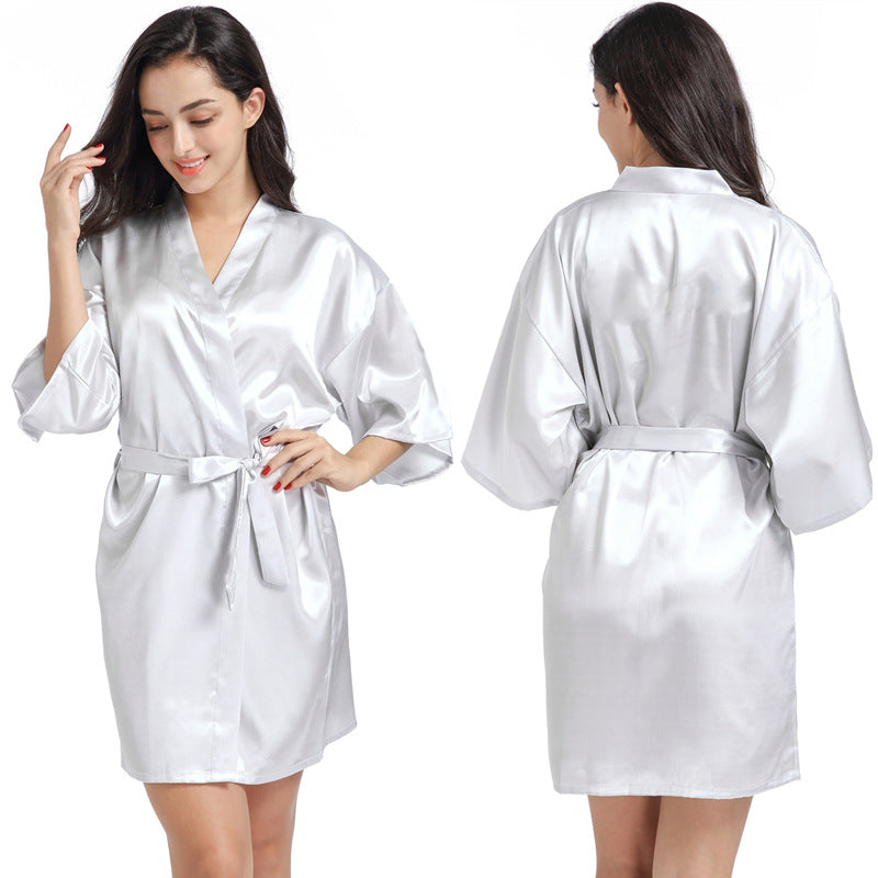 ALCEA ROSEA Women’s Short Satin Robe Silky Kimono Bathrobe Sleepwear Bridesmaid Bridal Wedding Party Robes