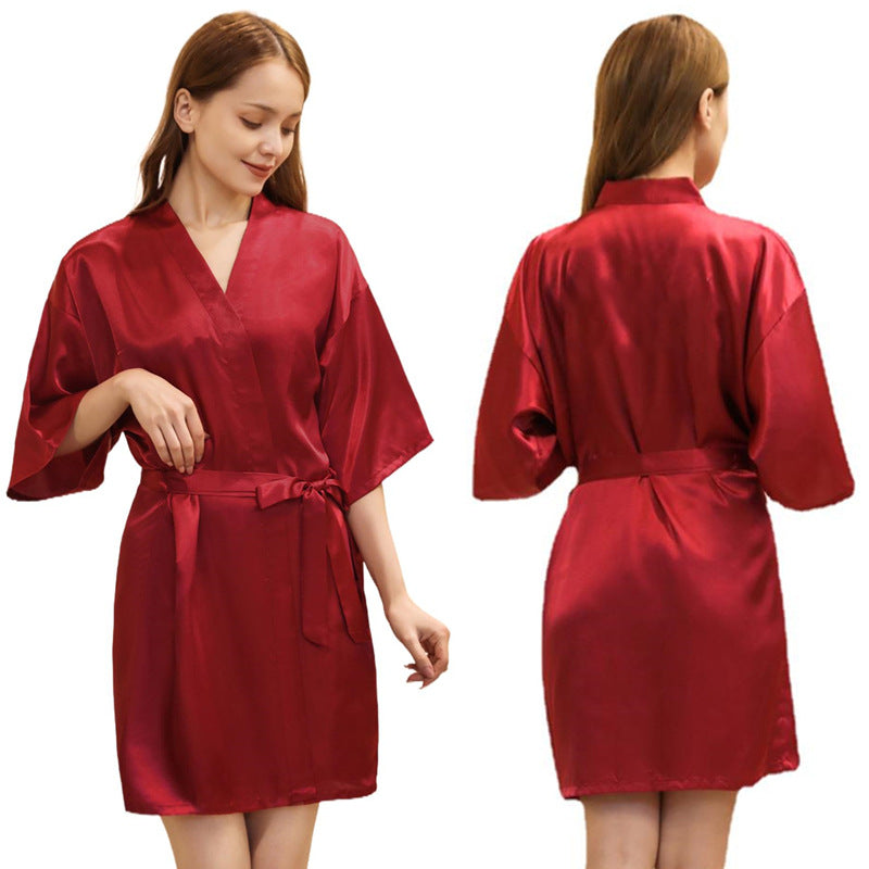 ALCEA ROSEA Women’s Short Satin Robe Silky Kimono Bathrobe Sleepwear Bridesmaid Bridal Wedding Party Robes