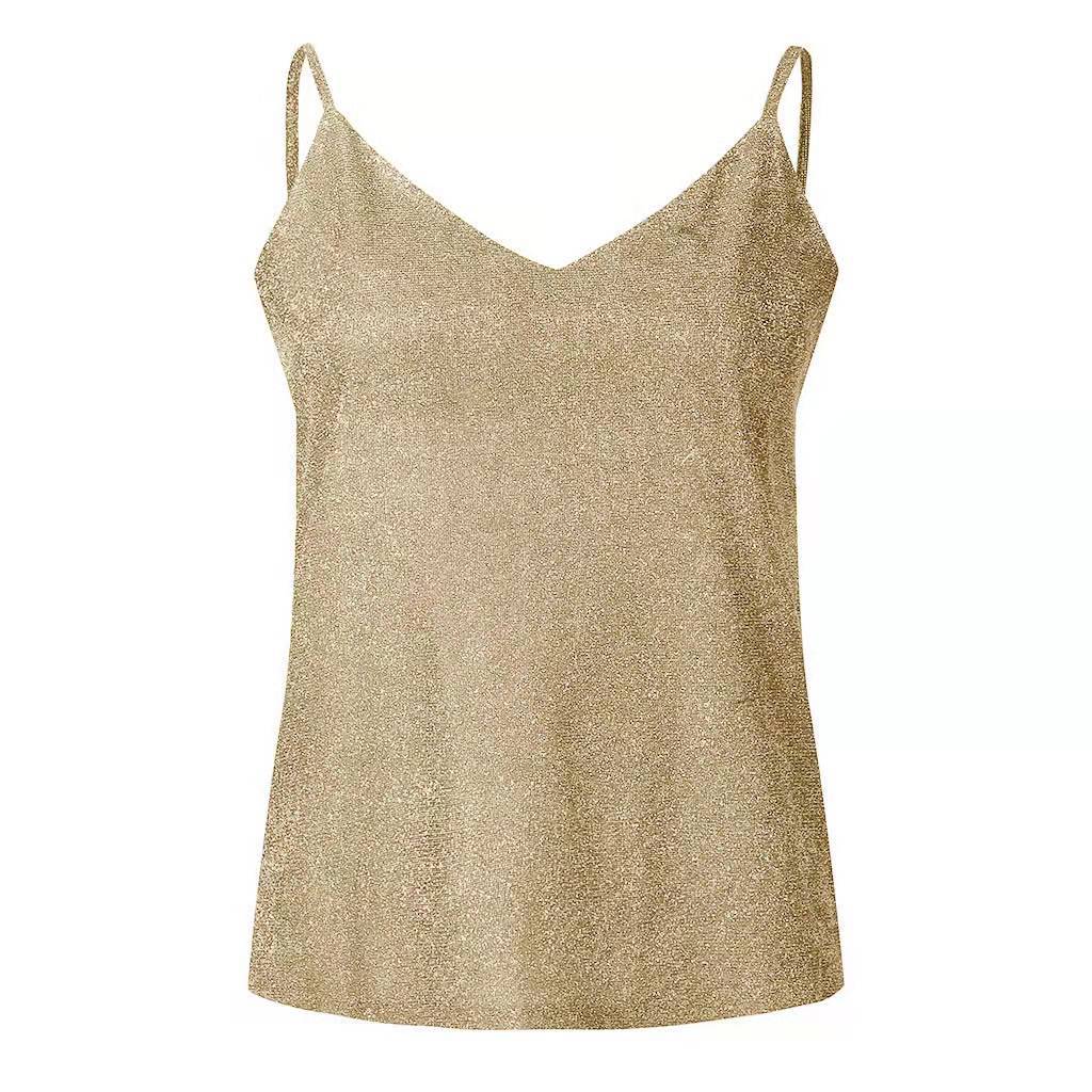 ALCEA ROSEA Womens Sequin Sparkle Tank Tops Fashion V Neck Strappy Shimmer Camisole Sleeveless Tanks Tops 1815