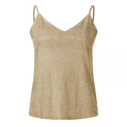 ALCEA ROSEA Womens Sequin Sparkle Tank Tops Fashion V Neck Strappy Shimmer Camisole Sleeveless Tanks Tops 1815