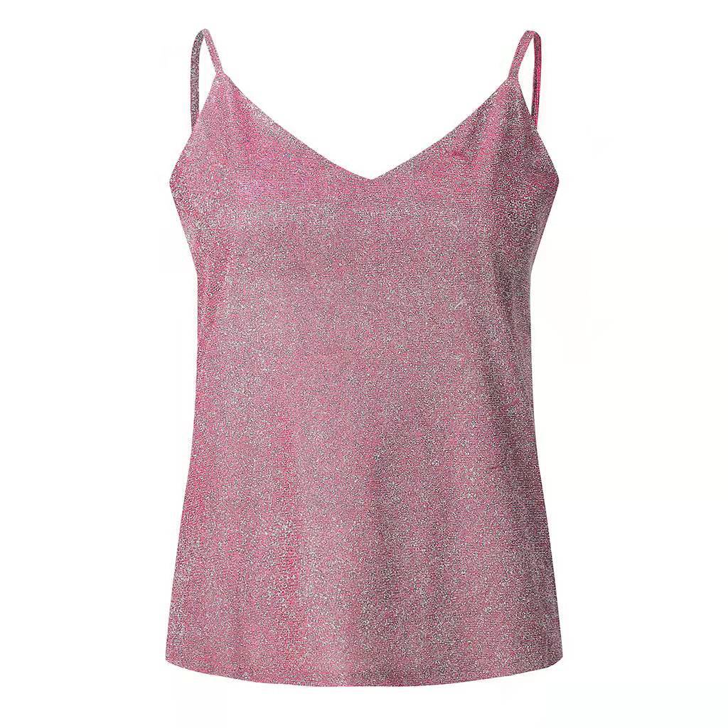 ALCEA ROSEA Womens Sequin Sparkle Tank Tops Fashion V Neck Strappy Shimmer Camisole Sleeveless Tanks Tops 1815