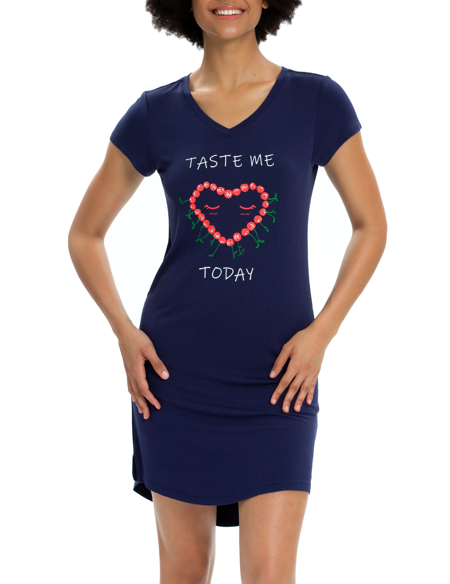 Womens Nightshirts Cute Sleepshirts Short Sleeve Boyfriend Nightgown Navy