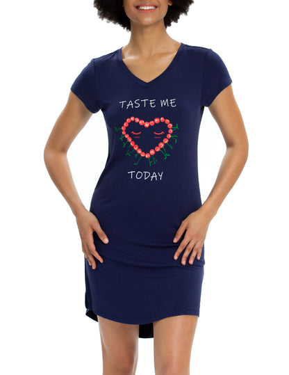 Womens Nightshirts Cute Sleepshirts Short Sleeve Boyfriend Nightgown Navy