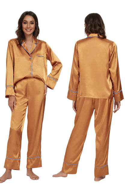女式真丝缎面睡衣套装 Rich Gold 