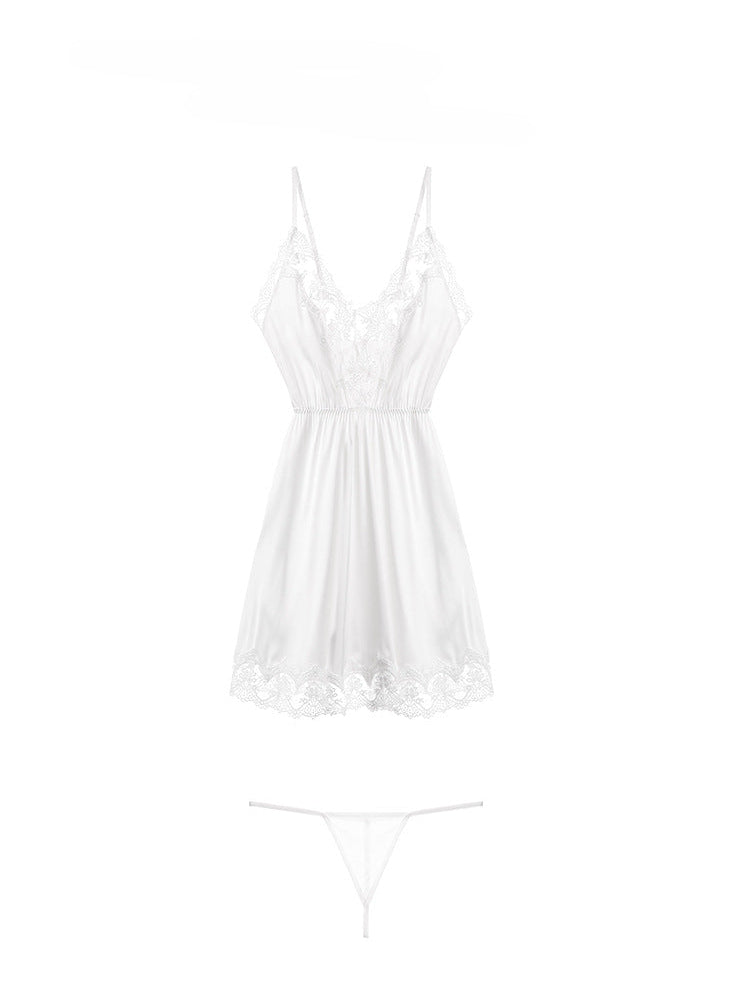 Women Lingerie Lace Babydoll V Neck Sleepwear Strap Chemise Nightdress